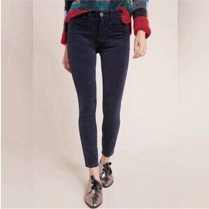 Anthropologie Pilcro High Rise Skinny navy blue corduroy pants 31